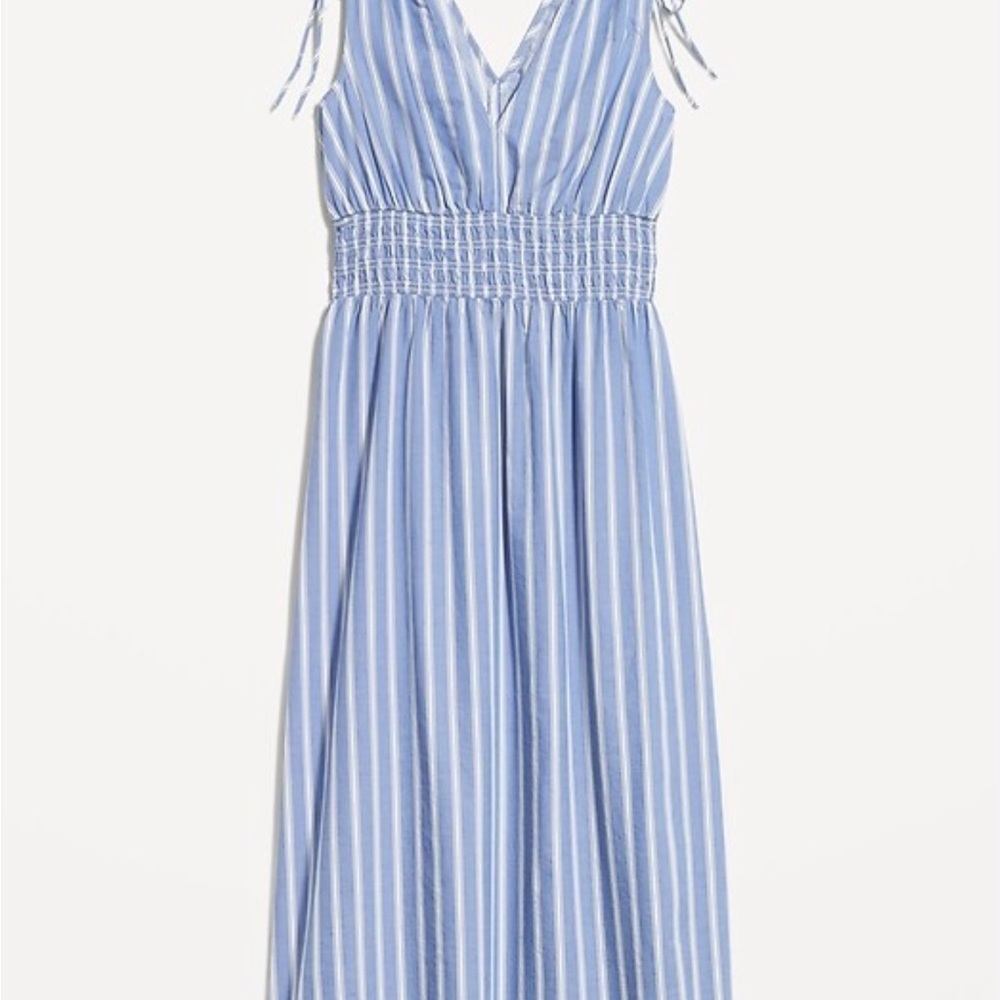 NWT Old Navy Fit & Flare Striped Tie-Shoulder Smocked Maxi Dress Size XL